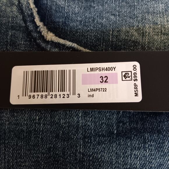 Karl Lagerfeld Paris Jeans Mens 32x31 KL65 Indigo Blue Distressed Stretch - Picture 3 of 8